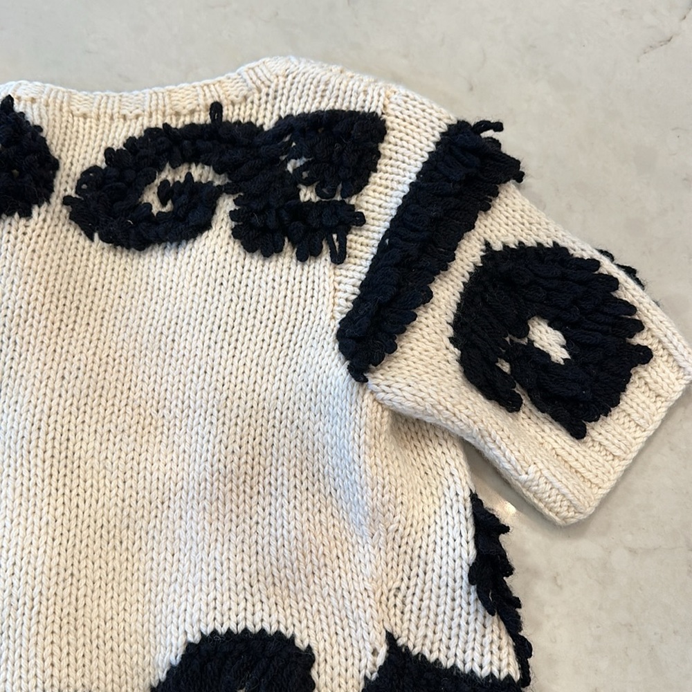 Women's Cream & Black Textured Knit Cardigan - Picture 10 of 13